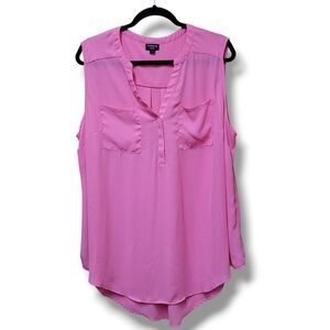 Torrid Plus Size 2, Pink Sleeveless Button Up